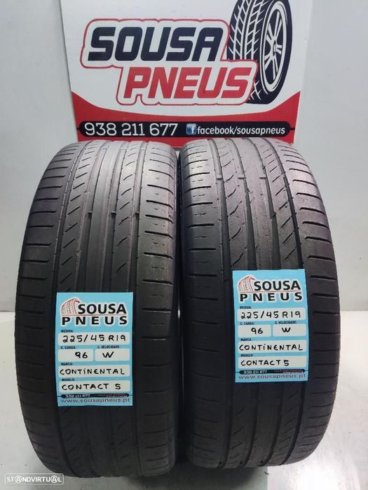 2 pneus semi novos 225-45r19 continental - oferta dos portes