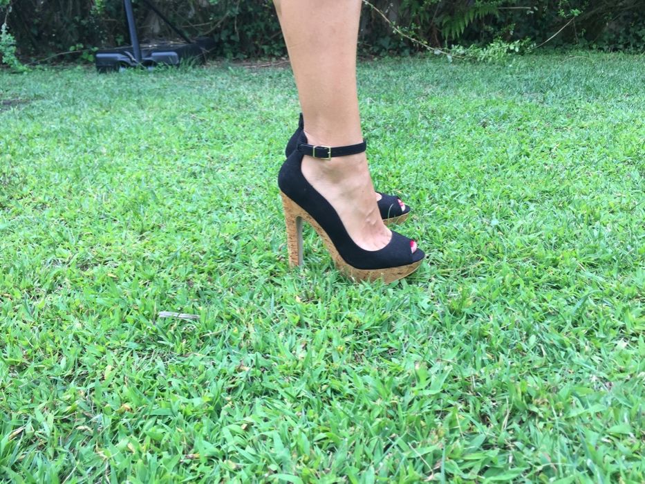 Sandálias altas Pretas - Stradivarius 37 / Sapato