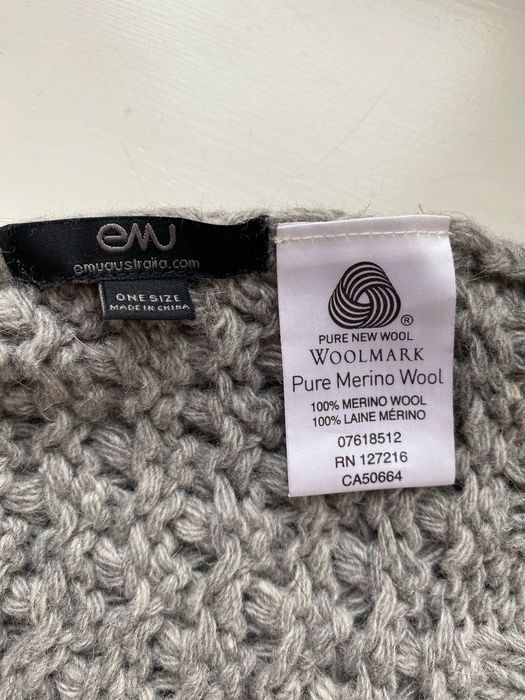 Emu czapka wełna 100% pure merino wool one size szara
