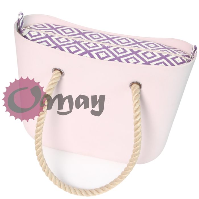 organizer OBAG STANDARD romby beżowo fioletowe 2 kieszenie wkład OMAY