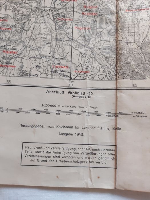 Stara mapa przedwojenna rybnik 1943