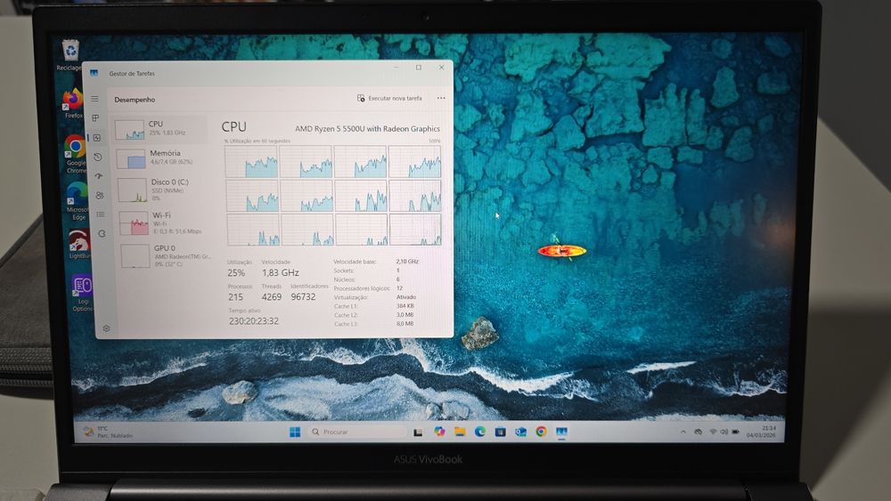 Portátil Asus Vivobook S14  14'' - AMD Ryzen 5 5500U - 8GB RAM - 512GB