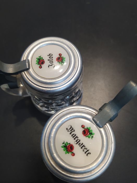 Komplet kufelków szkło metal