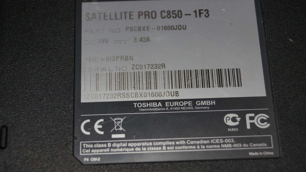 Laptop Toshiba Satellite Pro c850