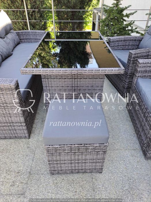 Komplet Mebli Ogrodowych Szary Technorattanowych Zestaw na Taras/Ogród