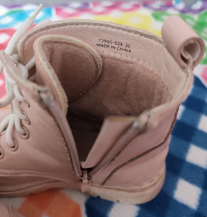 Botki z kieszonką, ocieplane dziewczęcze r. 30 kozaczki pudrowy róż