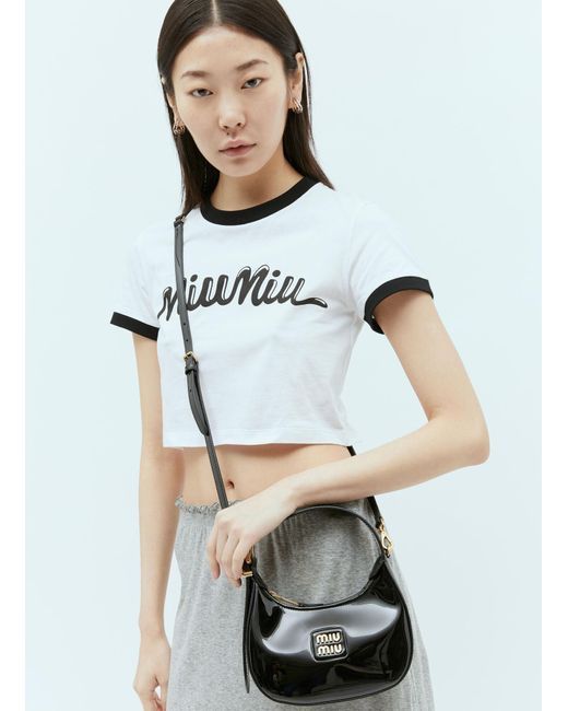Сумка оригинал miu miu Patent Mini Hobo Black с чеком