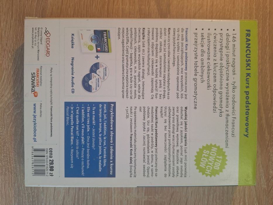 Książka i płyty, kurs nauki francuskiego