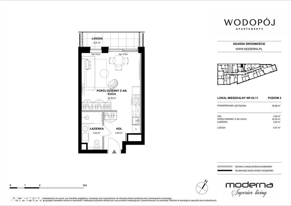 1-pokojowe mieszkanie 30m2 + loggia Bezpośrednio