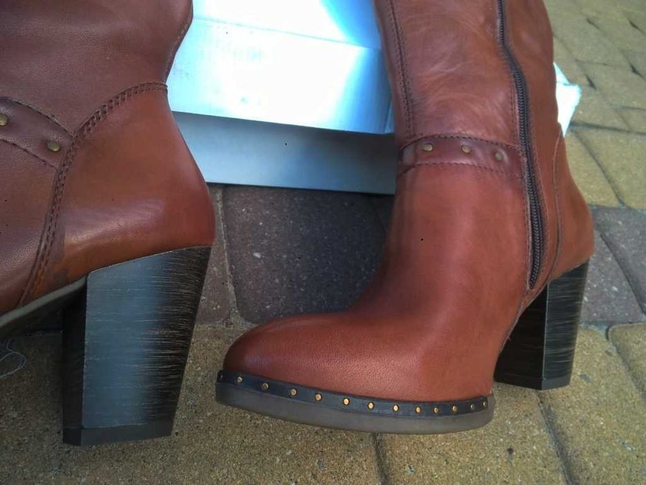 NOWE Buty-Kozaki KOWBOJKI Damskie-38 Skóra100% BRĄZ I-Klasa Gw6 +Fleki