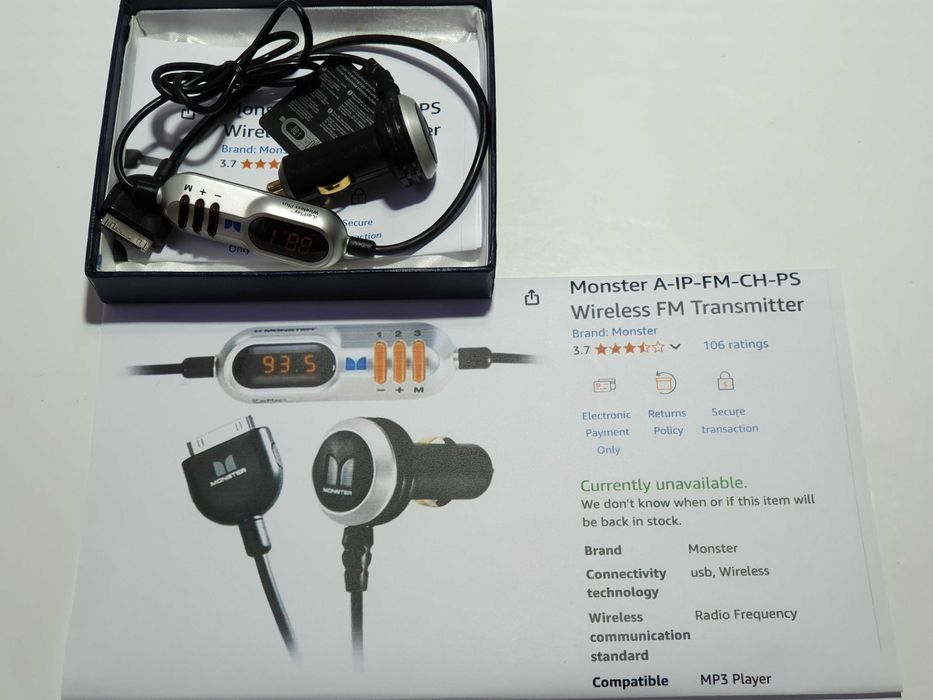 fm трансмітер APPLE 30pin iPod iPhone Monster A-IP-FM-CH-PS