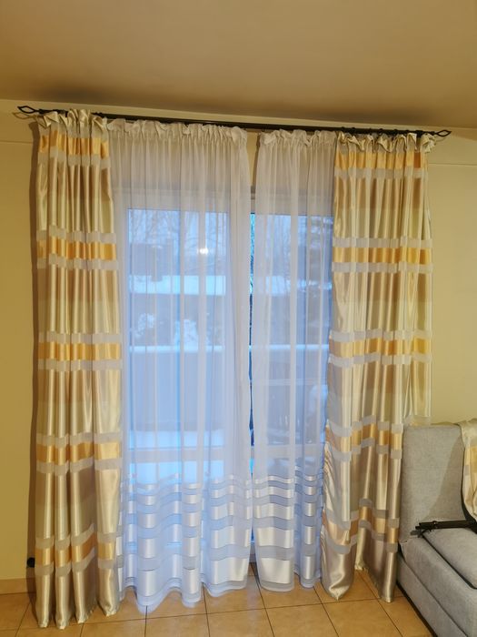 5x karnisz z zasłonami i firankami 250cm wysokość