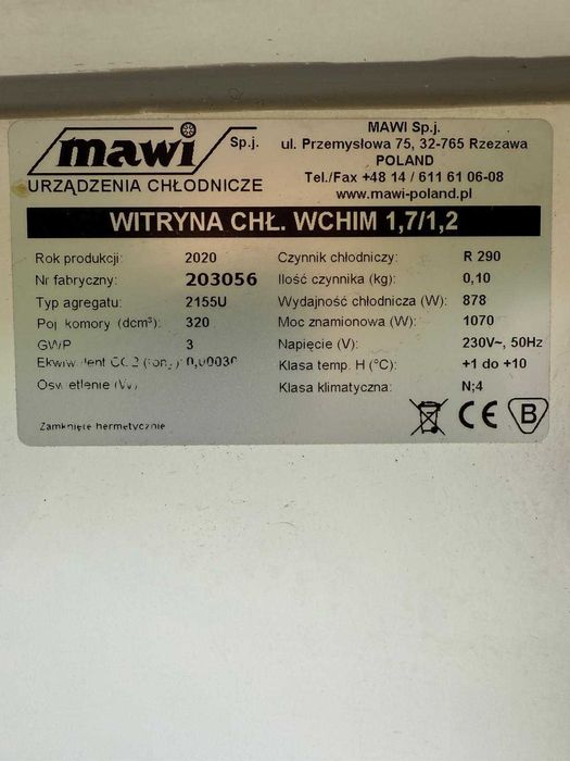 Lada chłodnicza MAWI 2020rok! 170cm Witryna chłodnicza