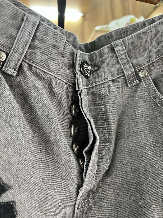 Джинси CHROME HEARTS Big Cross Patch Logo Grey