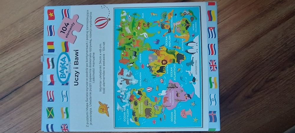 Puzzle Mapa świata 104 elementy