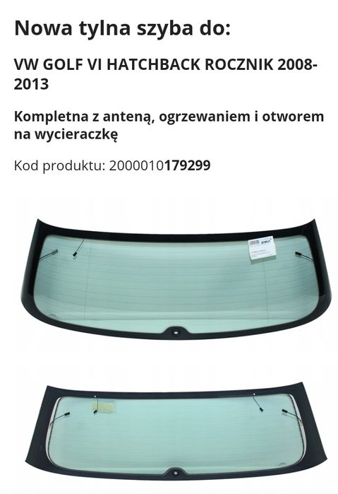 Szyba tylna  golf 6 NOWA