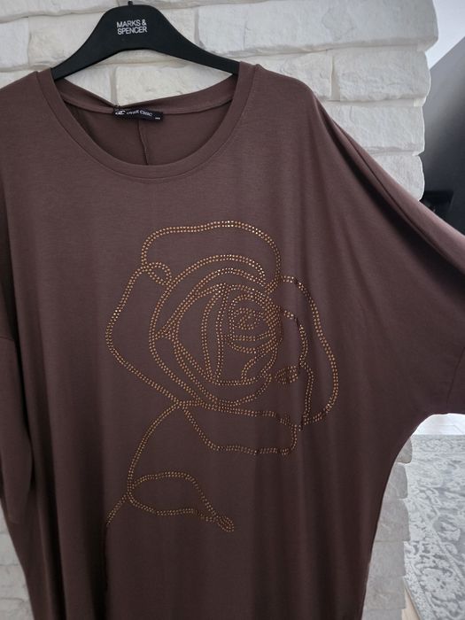 Overchic cudo turecka tunika cyrkonie róża plus size 50 52 54