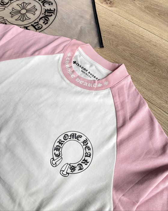 Лонгслів Chrome Hearts з рожевими рукавами