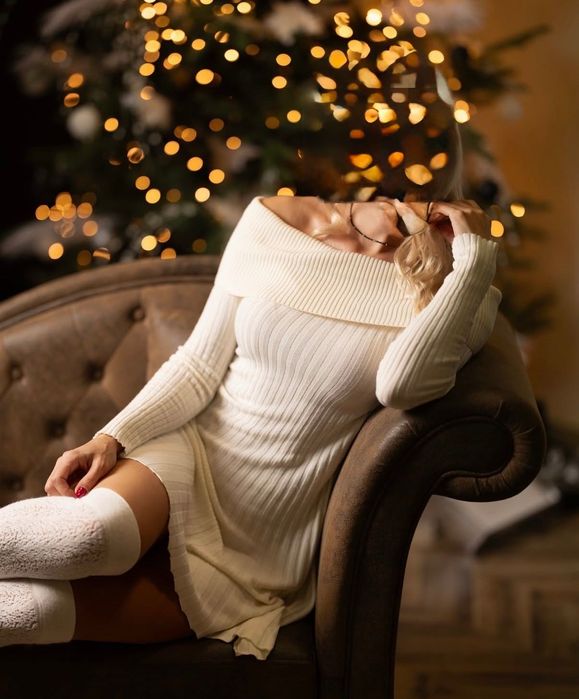 Sukienka ecru dzianina  Le Prive XS na Święta