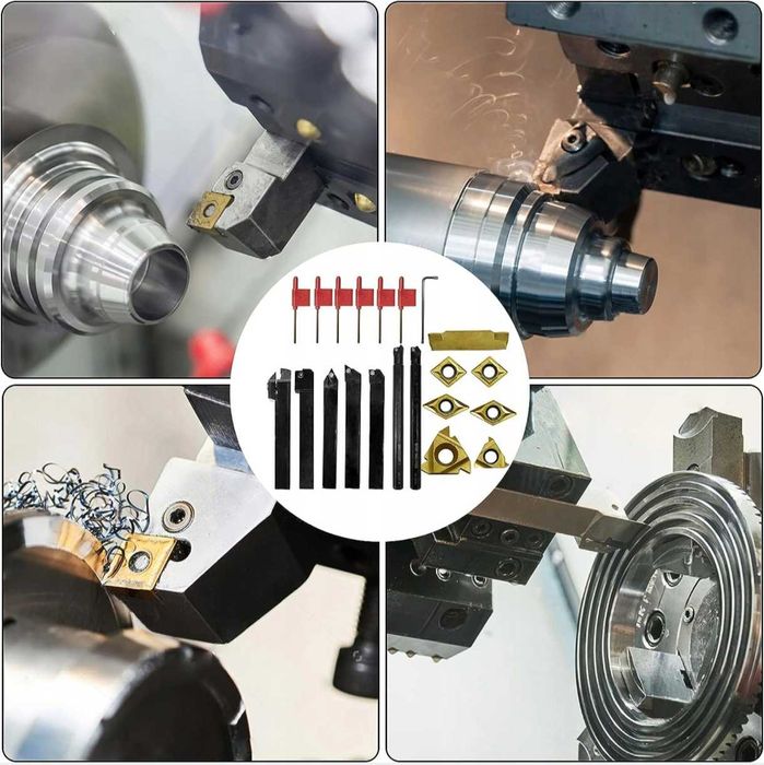 cnc Profesjonalne 7 Noży Tokarskie Zmienne Oprawki Płytki C6 TiN
