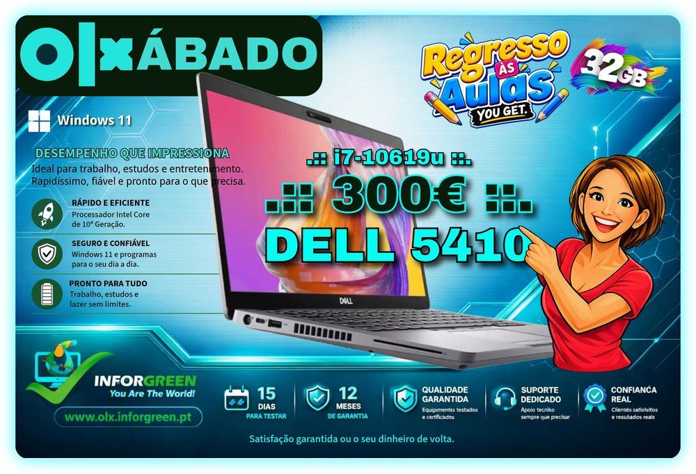 Portatil Dell 5410 i7-10619u 32+512 - IVA INCLUÍDO - PROMOÇÃO ATÉ 5 SETEMBRO 2026
