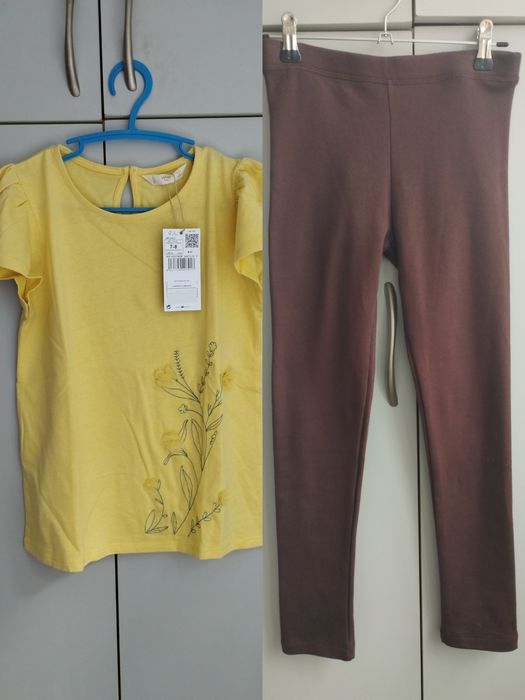 Лосіни футболка 128 134 cм MNG Lovetti коричневі тонкий фліс жовта