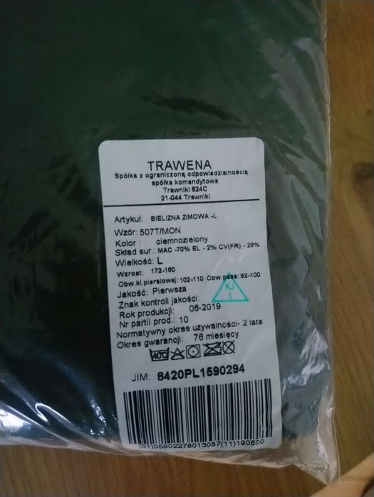 Bielizna wojskowa 507T/MON zimowa długa khaki L 1