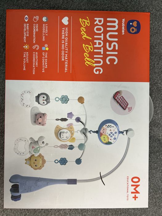 Музичний мобіль на ліжечко з проектором і пультом управління блакитний