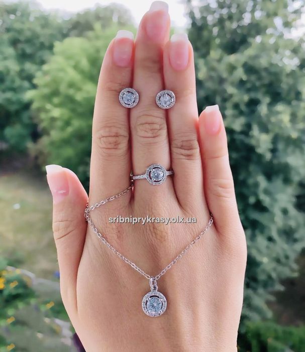 Серебряный комплект украшений 925 пробы! Фианиты SWAROVSKI /Скидка-70%