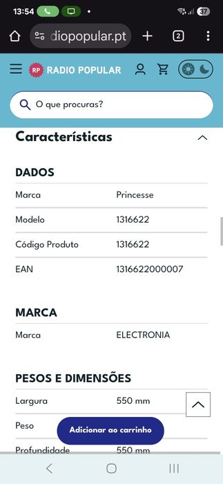 Frigorífico electronia Novo com caixa