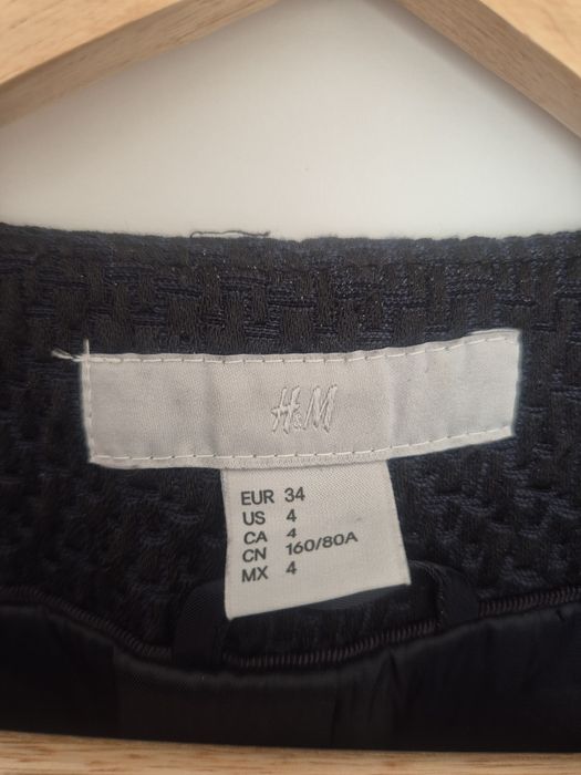 Płaszcz żakiet granatowy elegancki jesienny autumn klasyka h&m 34/XS