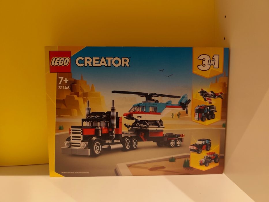 LEGO Creator 3 w 1 Ciężarówka z platformą i helikopterem (31146).