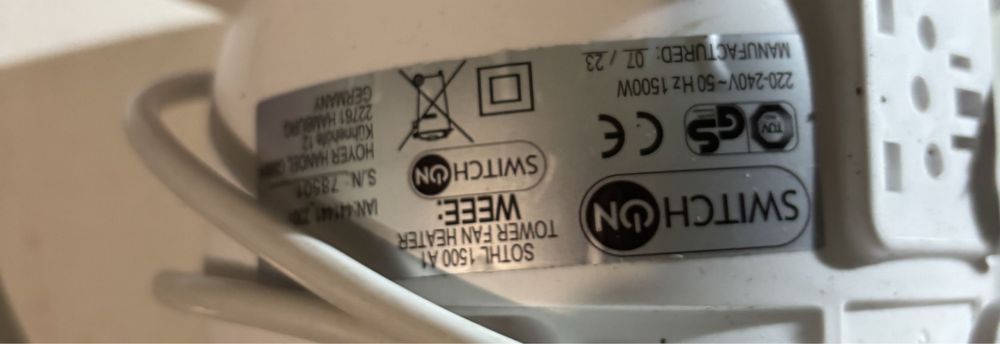 switch on sothl 1500 a1 wentylator kolumnowy bialy oscylacja 1500w