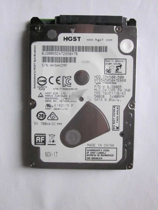 Жесткий диск ноутбука HGST 500gb 2.5" тонкий 7мм