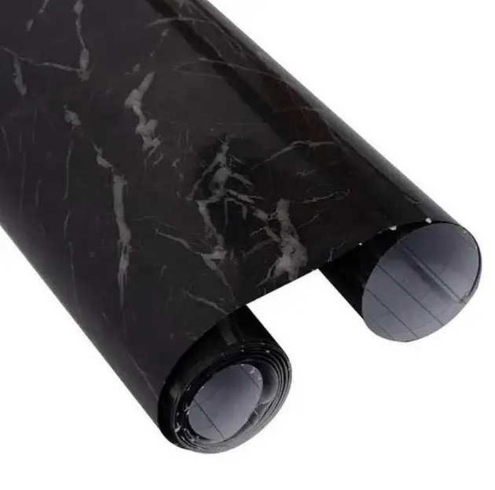 Самоклеющаяся защитная пленка Supretto Мрамор черный белый 2м 5м*60см