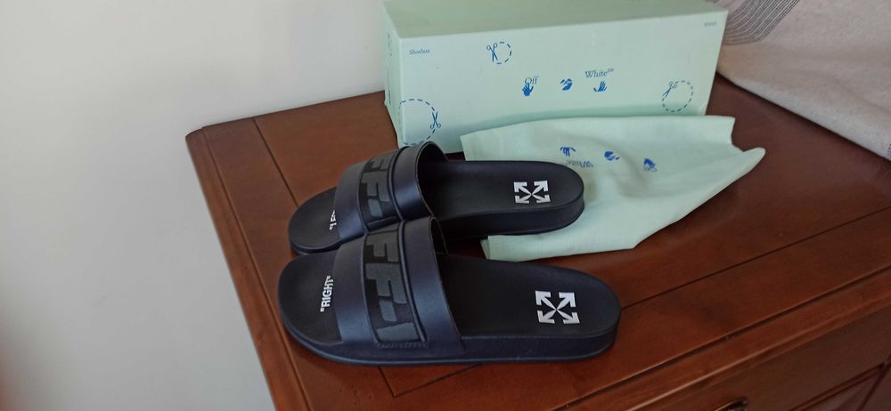 (r. 40) Nowe klapki OFF-WHITE black czarne białe