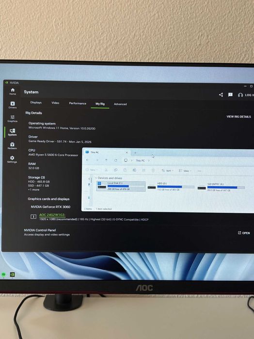 PC Gaming 32gb ram, RTX3060 12gb, ryzen 5 5600, WIFI + BT + Webcam