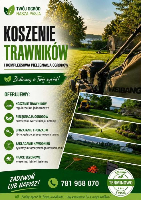 koszenia trawy karczowanie zakładanie nawodnień ogród