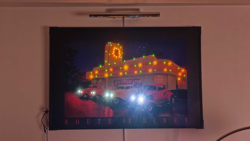 Obraz plakat LED Route 66 Diner Hot Rod Ford Coupe rok 1932 i 1935