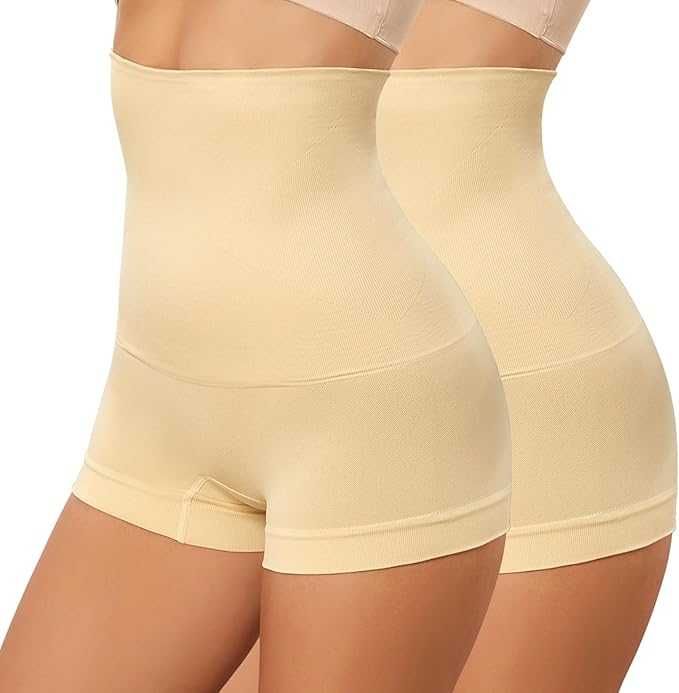 2 szt. Bielizna Modelująca Sylwetkę Wysoka Talia Spodenki Beż S