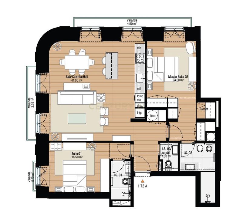 Elegante T2 com varanda luminosa e interiores amplos numa localização