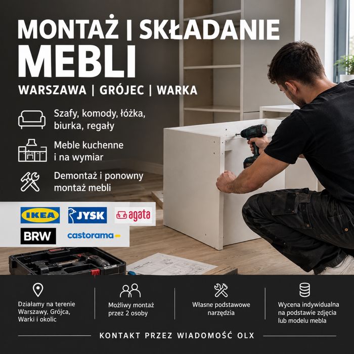 Skręcanie / Montaż mebli | Warszawa | Grójec | Warka