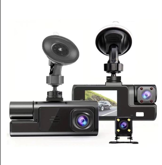 Відеореєстратор на 3 камери DashCam (спереду + позаду + салон) FullHD