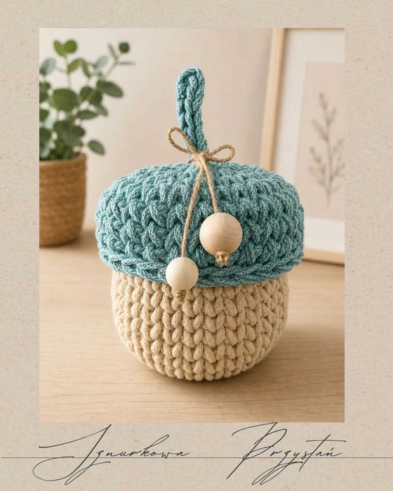 Koszyczek jesienny "Żołądź" ze sznurka -Handmade-