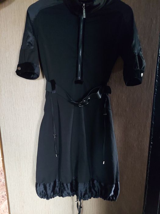 sukienka włoska | zamek | satyna | łączone materiały | goth | gothic