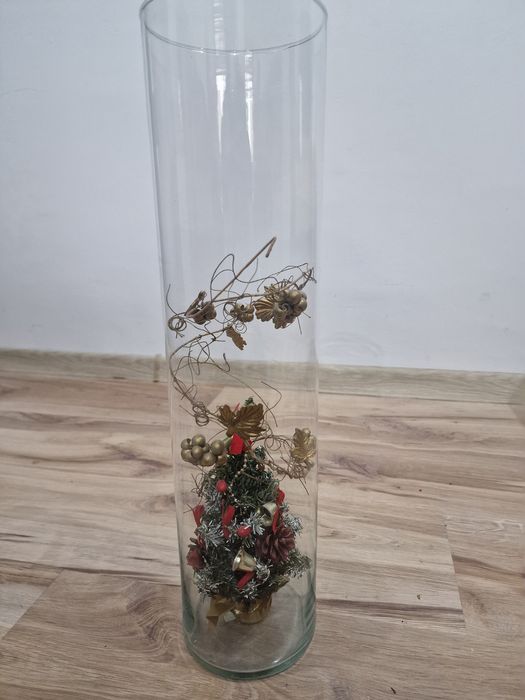 Wazon szklany 50 cm z dekoracją świąteczną