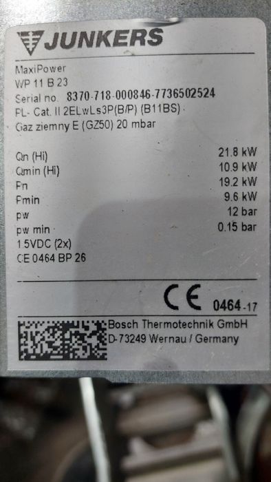 Sterownik generator iskry do piecyka gazowego JUNKERS WP 11 B 23