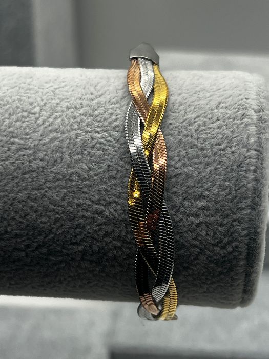 Pulseira Tricolor Luxo • Aço Inoxidável Banho Ouro 18k