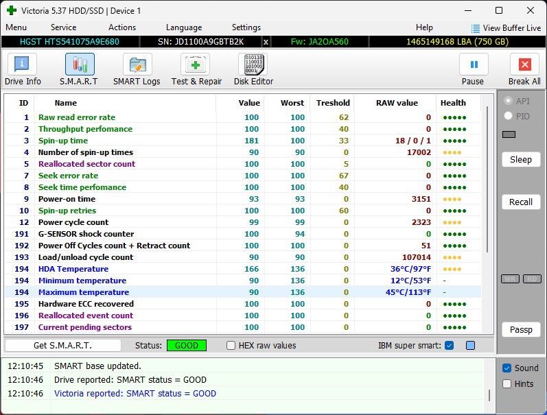 Жесткий диск Hitachi HGST HTS541075A9E680 (Travelstar 5K1000)