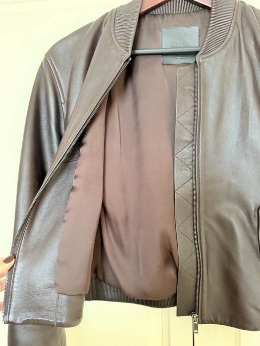Шкіряна куртка Massimo Dutti натуральна шкіра / шоколадний бомбер